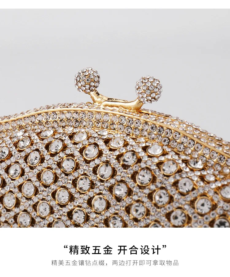 Silver XIYUAN Diamond Woman's Elegant Evening Bag Lady Rhinestone Wedding Banquet Handbag Female Bridal Party Clutch Wallets