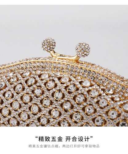 Silver XIYUAN Diamond Woman's Elegant Evening Bag Lady Rhinestone Wedding Banquet Handbag Female Bridal Party Clutch Wallets