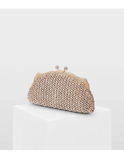 Silver XIYUAN Diamond Woman's Elegant Evening Bag Lady Rhinestone Wedding Banquet Handbag Female Bridal Party Clutch Wallets