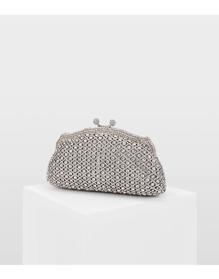 Silver XIYUAN Diamond Woman's Elegant Evening Bag Lady Rhinestone Wedding Banquet Handbag Female Bridal Party Clutch Wallets