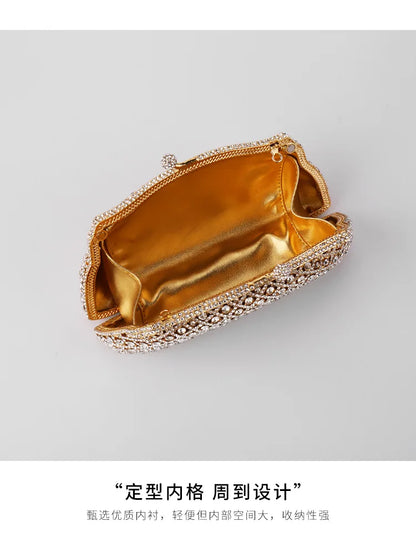 Silver XIYUAN Diamond Woman's Elegant Evening Bag Lady Rhinestone Wedding Banquet Handbag Female Bridal Party Clutch Wallets