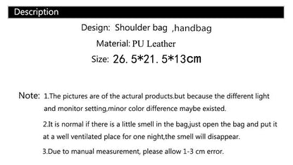 Women PU Leather Handbags Ladies Large Tote Bag Female Square Shoulder Bags Bolsas Femininas Sac New Fashion Crossbody Bags