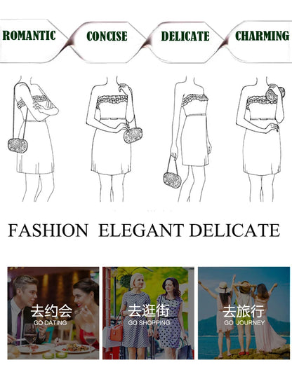 Silver XIYUAN Diamond Woman's Elegant Evening Bag Lady Rhinestone Wedding Banquet Handbag Female Bridal Party Clutch Wallets