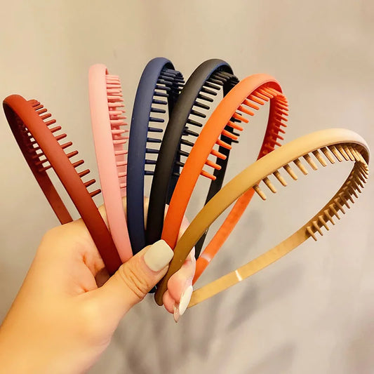 Women Simple Colorful Matte Toothed Hairbands Broken Hair Finishing Headband Outdoor Hair Hoop Headwear Fashion Hair Accessories