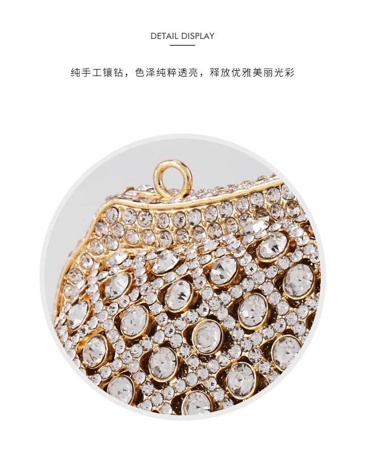 Silver XIYUAN Diamond Woman's Elegant Evening Bag Lady Rhinestone Wedding Banquet Handbag Female Bridal Party Clutch Wallets