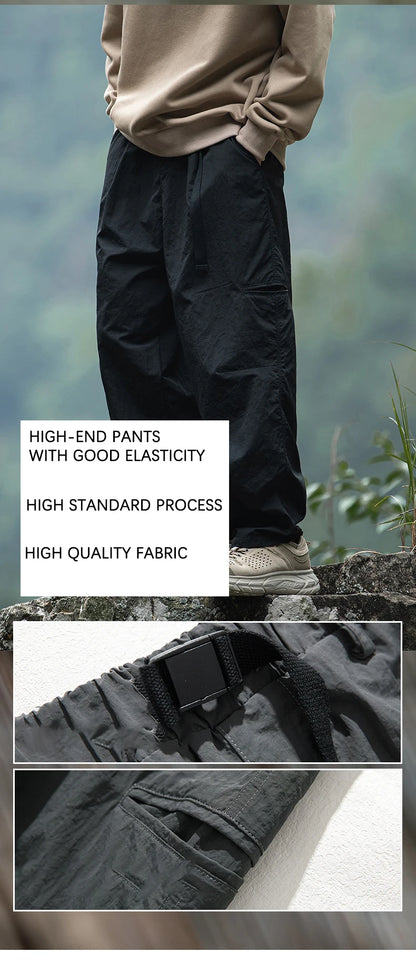 TFETTERS Autumn Cargo Pants Men 2025 100% Nylon Safari Style Solid Double Side Pockets Men Pants Outdoors Tourism Men Clothes