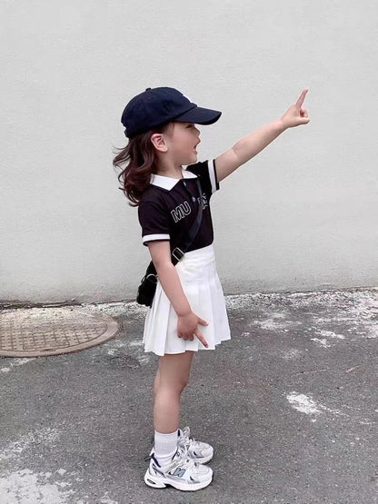 Teen Girl Summer Dress Kids Fashion Solid Color Pleated High Waist A-Line Skirt Children Casual Elastic Waist Mini Skirt Bottoms