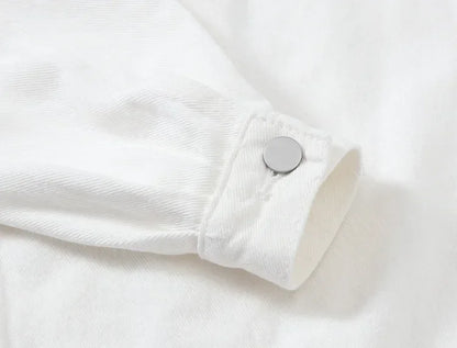 Yellow Women's Long Sleeve Jacket, Single Breasted Lapel Denim Jacket, Fashion Women's Tops Jacket Blue White Women's Coat