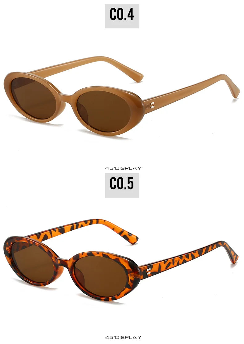 Retro Vintage Oval Sunglasses Woman 2024 Brand Designer Round Sun Glasses Men UV400 Punk Style Luxury Eyewear Female Oculus