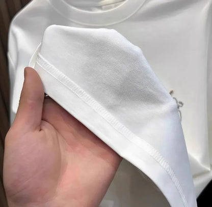 Hot Sale Summer Mens Fashion High Street Cartoon Patch Embroidery T Shirts Loose Fit Tees O Neck Short Sleeve Casual 2025 New