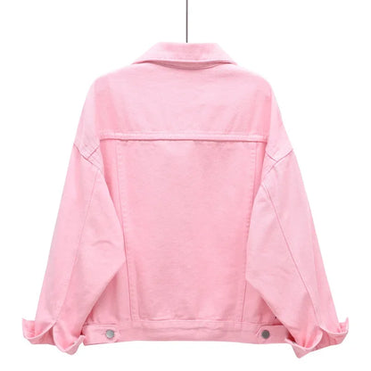 Yellow Women's Long Sleeve Jacket, Single Breasted Lapel Denim Jacket, Fashion Women's Tops Jacket Blue White Women's Coat