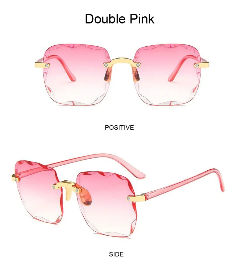 Classic Vintage Square Sunglasses Woman Gradient Mirror Frameless Sun Glasses Female Retro Fashion Rimless Sunglasses