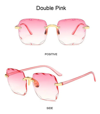 Classic Vintage Square Sunglasses Woman Gradient Mirror Frameless Sun Glasses Female Retro Fashion Rimless Sunglasses