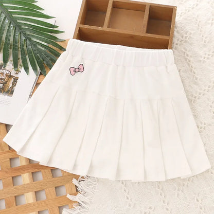 Girls Skirt 2025 New Summer Cute Sweet Solid Outer Wear Casual Simple Pleated Kids Skirt Safety Pants Design 4-10Y