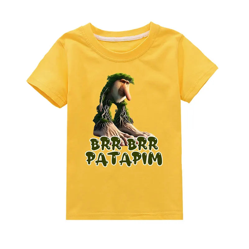 Brr Brr Patapim Italian Brainrot Tralalero Tralala Bombardiro Crocodilo Meme Kids Cotton T Shirt Summer Boys Girls Short Sleeve
