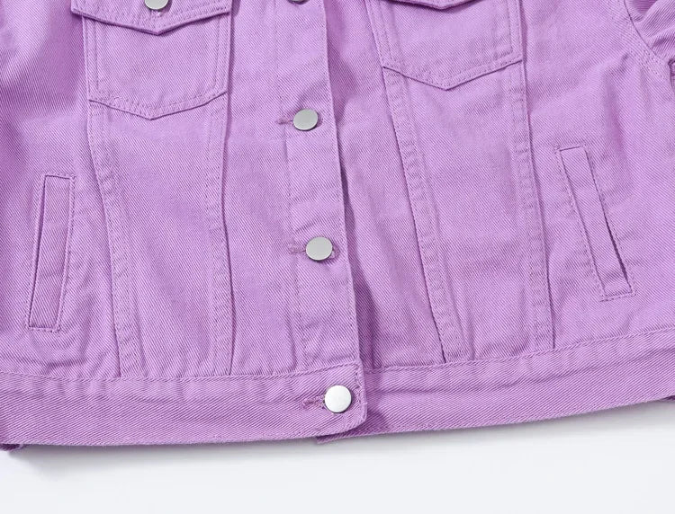 Yellow Women's Long Sleeve Jacket, Single Breasted Lapel Denim Jacket, Fashion Women's Tops Jacket Blue White Women's Coat