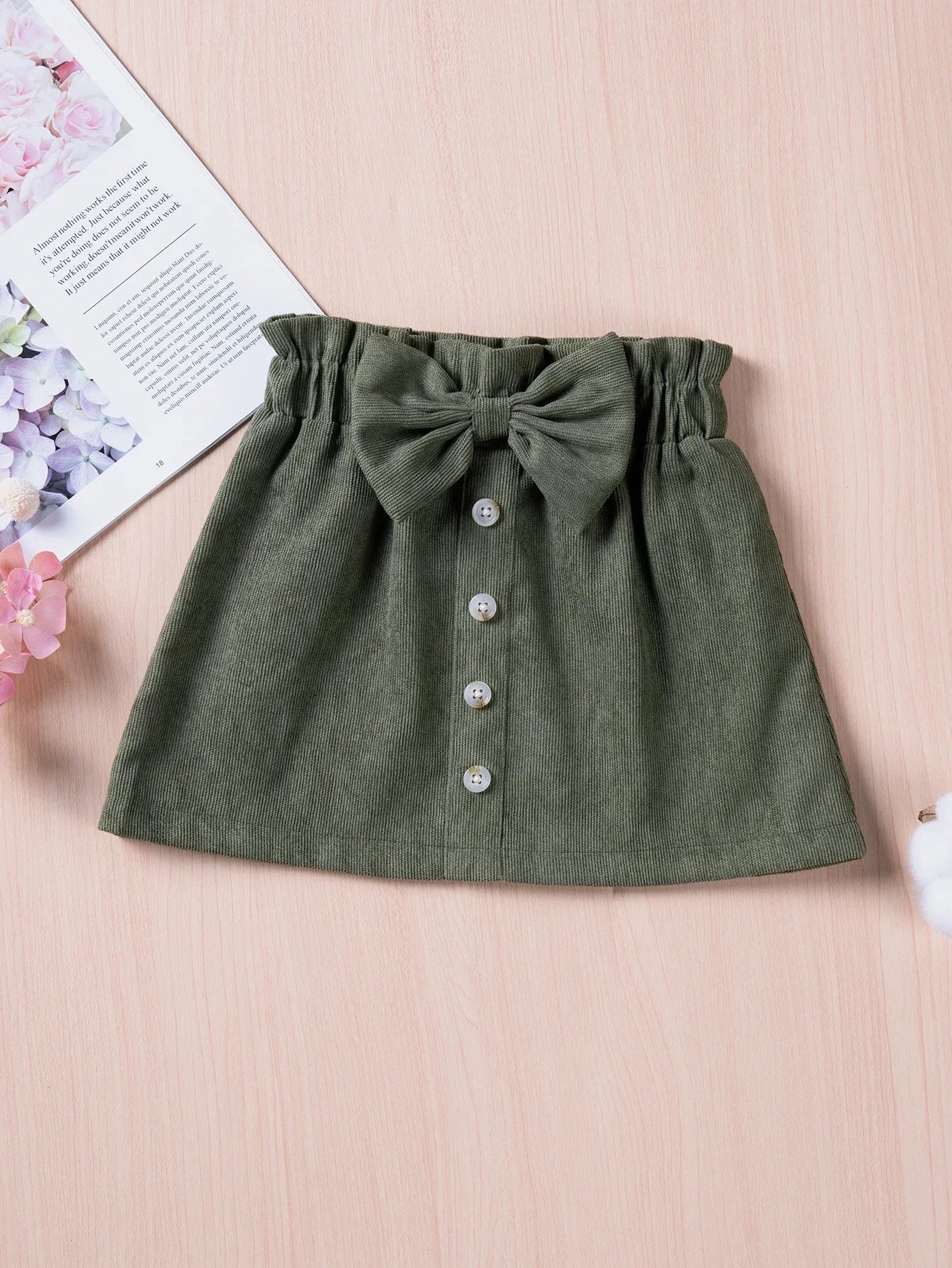 New Summer Girls Toddler Solid Colour Bustier Bow Button Design Sweet and Lovely Skirt Casual Comfortable Breathable