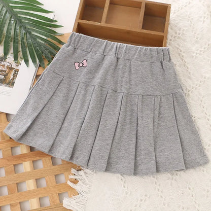 Girls Skirt 2025 New Summer Cute Sweet Solid Outer Wear Casual Simple Pleated Kids Skirt Safety Pants Design 4-10Y