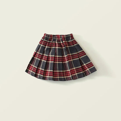 Summer Children Girls Pleated Skirts Elastic Waist Infant Babys Girls Skirts British Style Kids Girls Dress Casual Belle Skirts