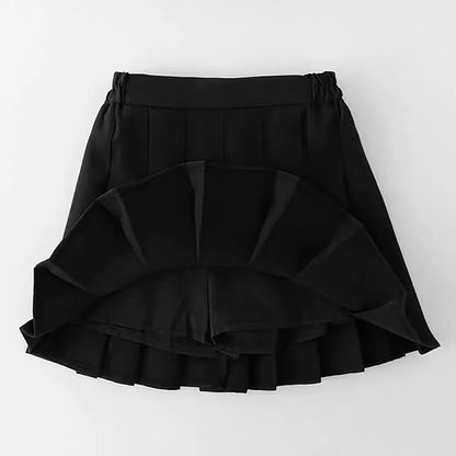 Teen Girl Summer Dress Kids Fashion Solid Color Pleated High Waist A-Line Skirt Children Casual Elastic Waist Mini Skirt Bottoms