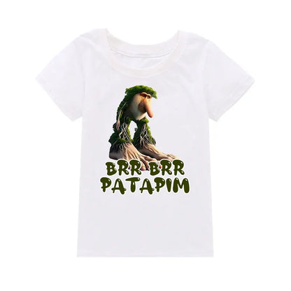 Brr Brr Patapim Italian Brainrot Tralalero Tralala Bombardiro Crocodilo Meme Kids Cotton T Shirt Summer Boys Girls Short Sleeve