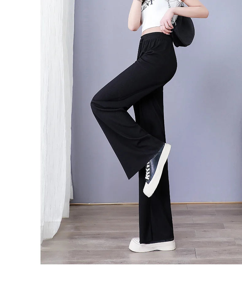 Summer Autumn Cold Feeling Fashion Solid Women Long Pants Female Loose Straight Casual Pants