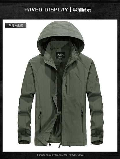 ARC Outdoor Men's, Fishing, Mountain Climbing, Traveling, Solid Color, Skiing, Camping, Waterproof and Breathable Hooded Jacket