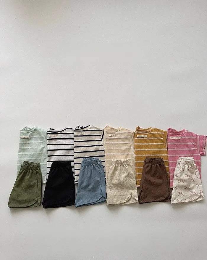 2025 Summer New Children Casual Shorts Cute Dot Plaid Floral Bow Girls Cotton Shorts Baby Boy Solid Shorts Fashion Kids Clothes