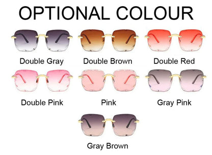 Classic Vintage Square Sunglasses Woman Gradient Mirror Frameless Sun Glasses Female Retro Fashion Rimless Sunglasses