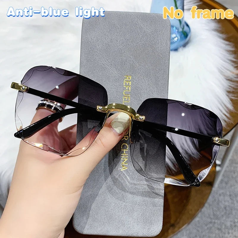 Classic Vintage Square Sunglasses Woman Gradient Mirror Frameless Sun Glasses Female Retro Fashion Rimless Sunglasses