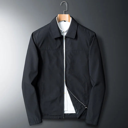 Fashion Men Jacket Solid Color Mid-aged Elderly Men Long Sleeve Zipper Luxury Formal Business Casual Spring Autumn Men Coat