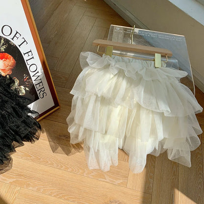 Bear Leader 2025 Summer New Girls' Half Skirt Korean Version Fashion Solid Color Cake Skirts Holiday Leisure Children's Clothing