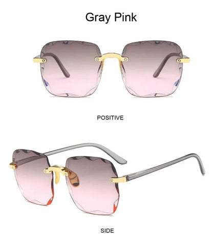Classic Vintage Square Sunglasses Woman Gradient Mirror Frameless Sun Glasses Female Retro Fashion Rimless Sunglasses