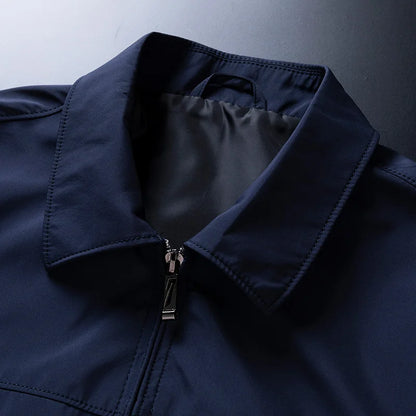 Fashion Men Jacket Solid Color Mid-aged Elderly Men Long Sleeve Zipper Luxury Formal Business Casual Spring Autumn Men Coat