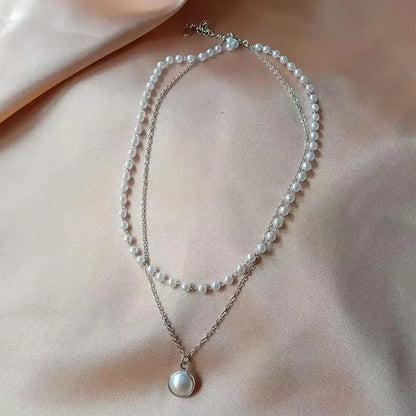 2025 New Women's Pearl Necklace Kpop Gold Color Beads Pendant Necklaces Goth Double Layer Chain Choker for Women Fashion Jewelry