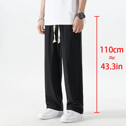 Extra Long 120cm Lce Silk Men's Pants Summer Thin 190 Tall Straight Leg Pants Men's Extended 115 Large Men's Pants