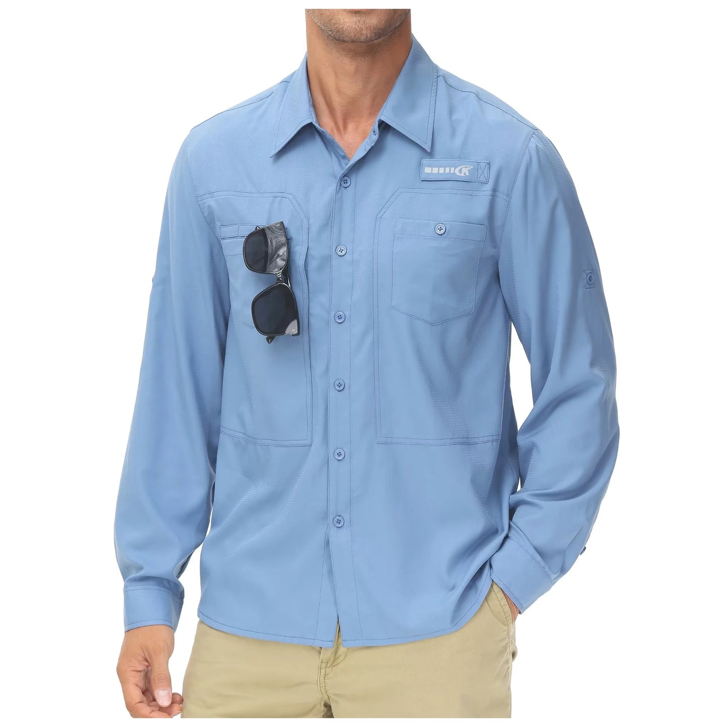 Men's UPF 50+ Casual Long Sleeve Fishing Shirts, Sun Protection Lightweight Breathable Button Down Fishing Shirt with Back Mesh