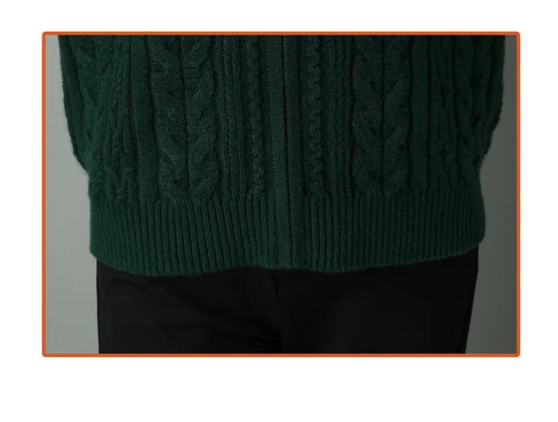 2025 Half High Collar Zipper Knitted Cardigan Jacket Women fall New korean Style  long Sleeve Cardigans Thicken Sweater Coat