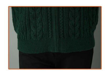 2025 Half High Collar Zipper Knitted Cardigan Jacket Women fall New korean Style  long Sleeve Cardigans Thicken Sweater Coat