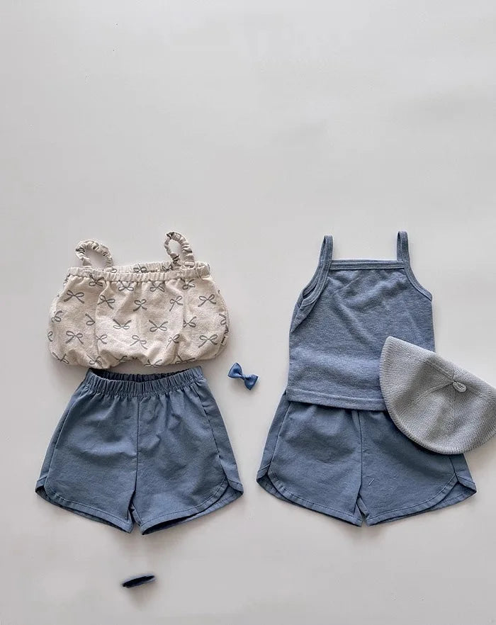 2025 Summer New Children Casual Shorts Cute Dot Plaid Floral Bow Girls Cotton Shorts Baby Boy Solid Shorts Fashion Kids Clothes