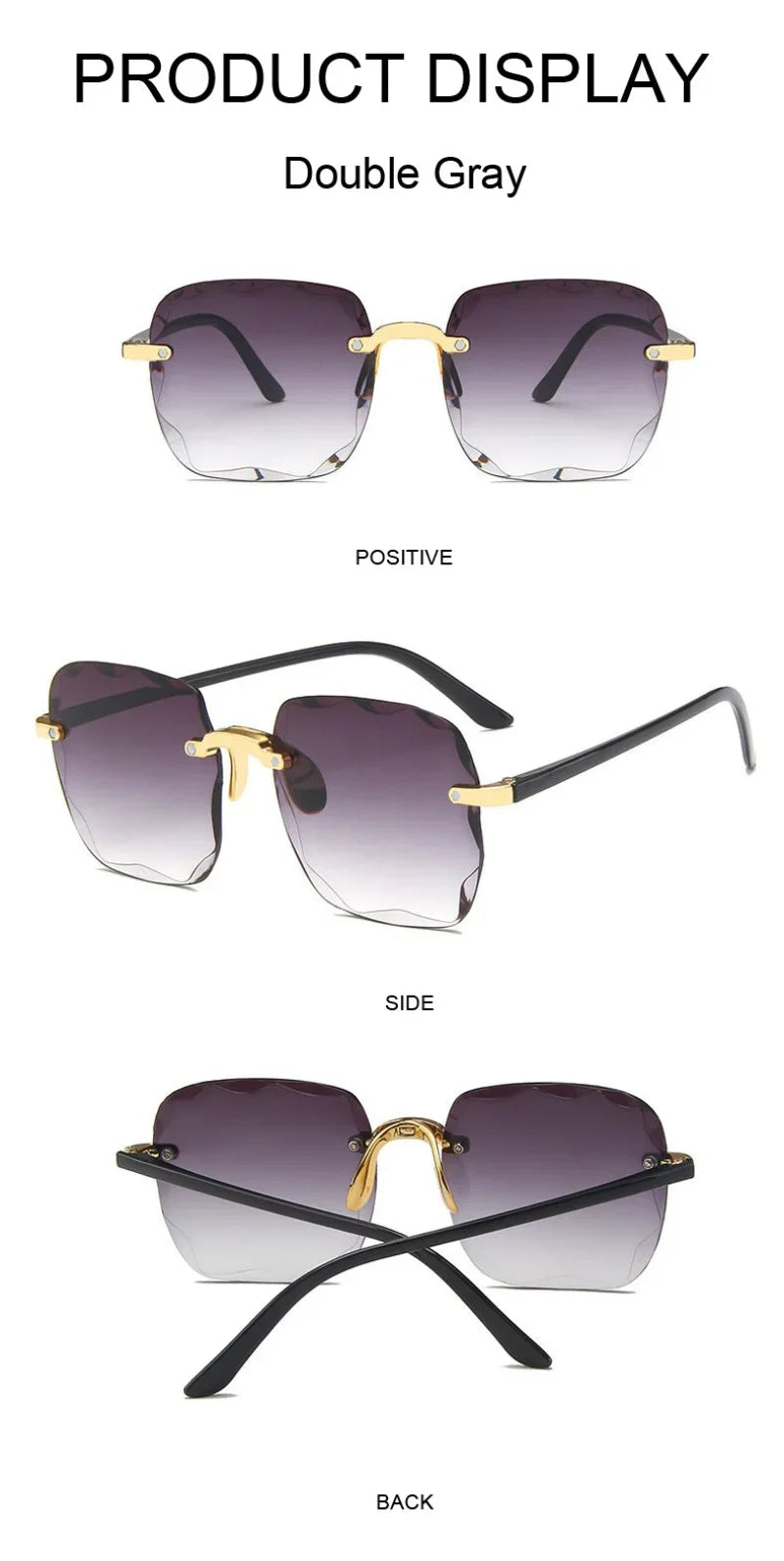 Classic Vintage Square Sunglasses Woman Gradient Mirror Frameless Sun Glasses Female Retro Fashion Rimless Sunglasses