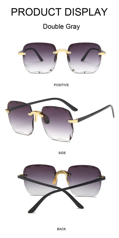 Classic Vintage Square Sunglasses Woman Gradient Mirror Frameless Sun Glasses Female Retro Fashion Rimless Sunglasses