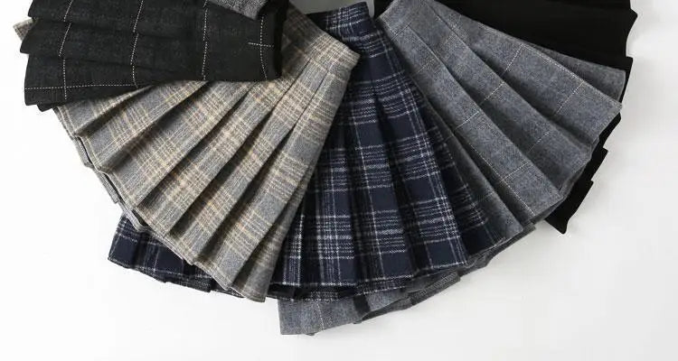 Girls Skirts spring Autumn Vintage Pleated Plaid Skirts School Teens Girl Spring Kids Skirt Children Clothing 2-14Yrs