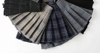 Girls Skirts spring Autumn Vintage Pleated Plaid Skirts School Teens Girl Spring Kids Skirt Children Clothing 2-14Yrs