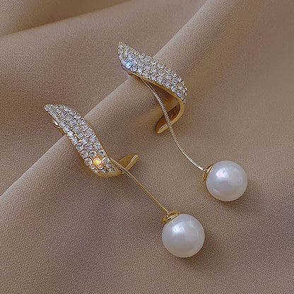 2 Pieces Of Women's Trendy And Elegant Pearl Tassel Earrings, Outdoor Travel, Carnival, Party, Holiday Dressing Gifts -SMT034