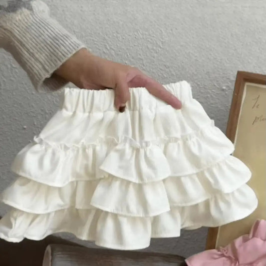 Casual Korean Style Girl's Half Body Skirt Summer Cute Bow Flower Bud Skirt Cake Skirts Sweet Children's Short Skirt Daily