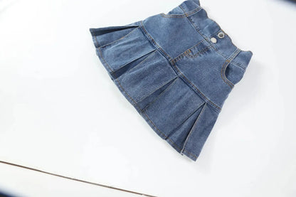 Baby Kids Denim Skirt Summer Fashion Casual All-match Blue A-line Skirt for Girls Elastic Waist Teen school Children Dance Skirt