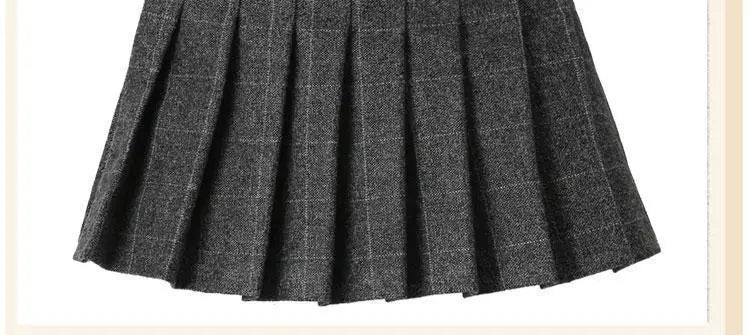 Girls Skirts spring Autumn Vintage Pleated Plaid Skirts School Teens Girl Spring Kids Skirt Children Clothing 2-14Yrs