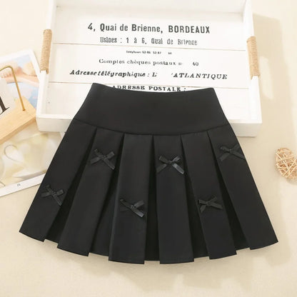 4918 Girls' Solid Color Pleated Skirt Autumn 2024 Little Girl's Skirt Korean Children's College Style Skirt