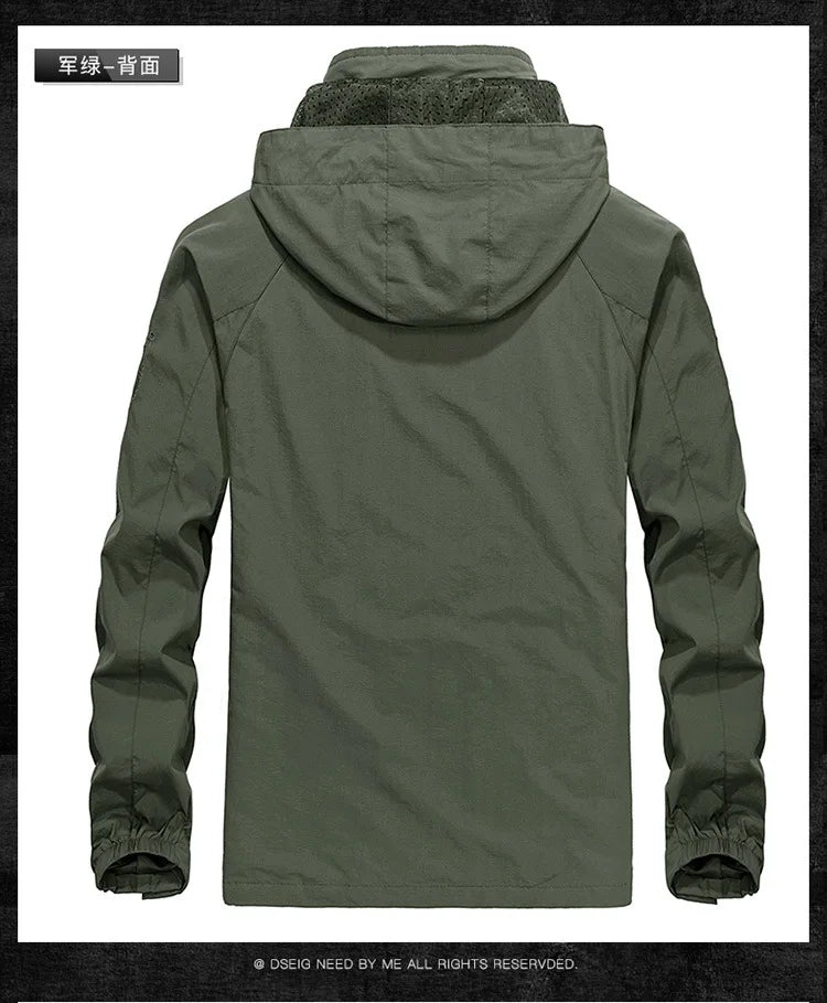 ARC Outdoor Men's, Fishing, Mountain Climbing, Traveling, Solid Color, Skiing, Camping, Waterproof and Breathable Hooded Jacket